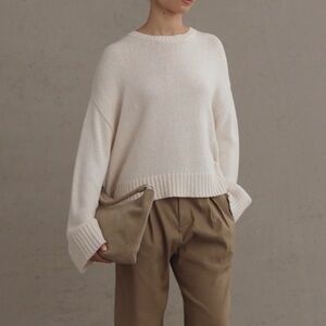 Jenni Kayne Cameron Crewneck Sweater Neutral Oversized Casual Sweater Cream